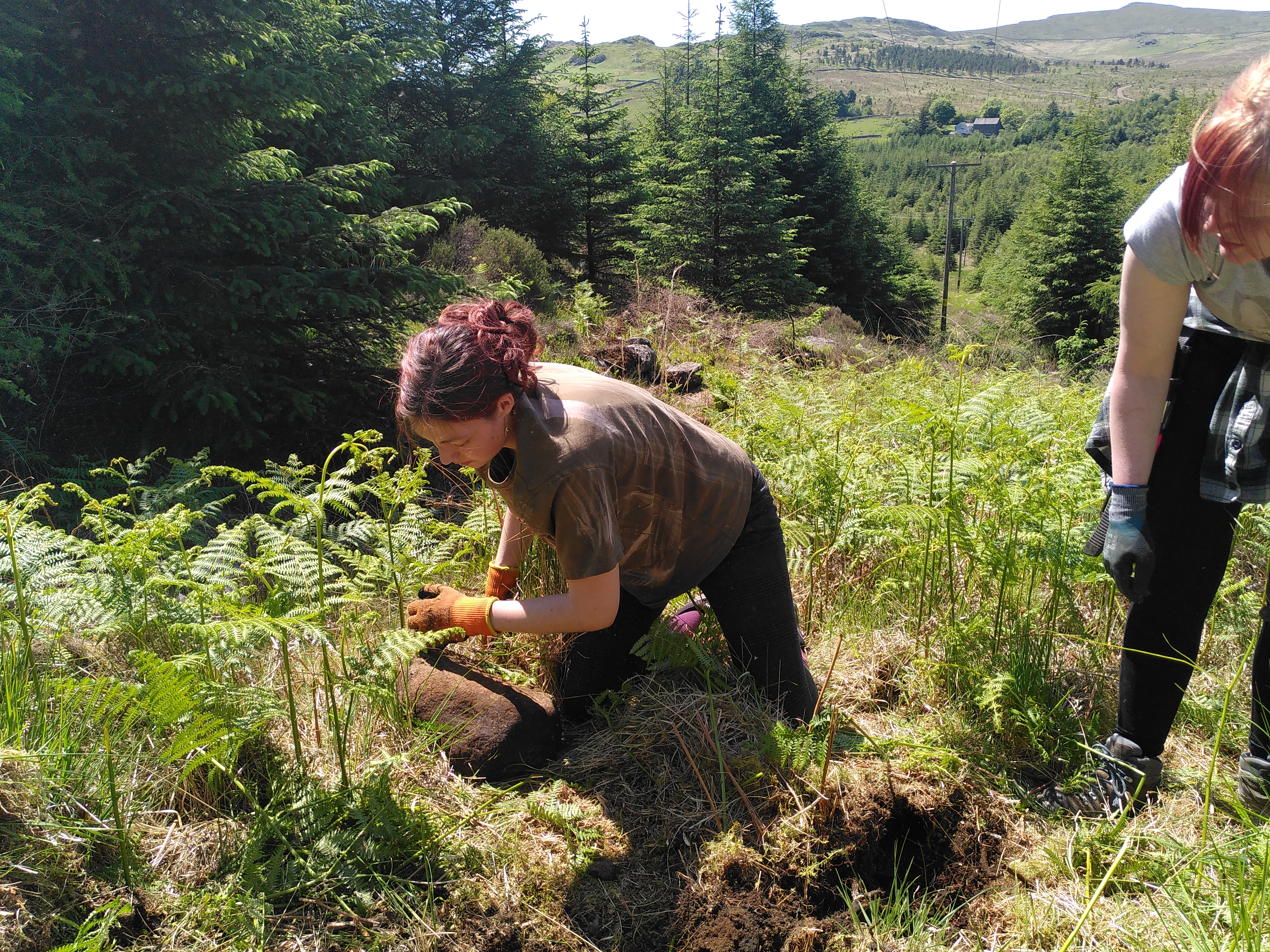 A student working on a field trip in the Lake District